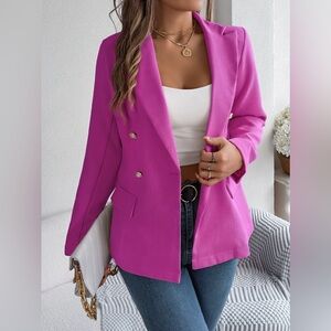 Decorative Pocket Flap Lapel Collar Long Sleeve Blazer